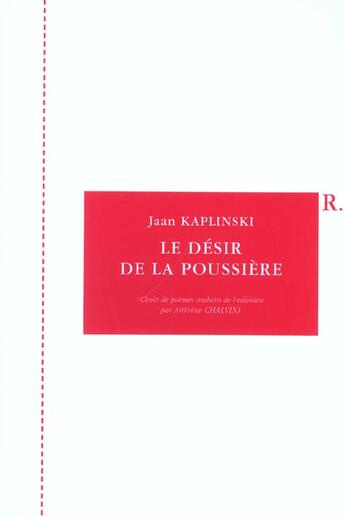 Couverture du livre « Désir de la poussière » de Jaan Kaplinski aux éditions Encre De Nuit