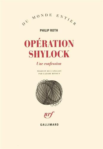 Couverture du livre « Operation shylock (une confession) » de Philip Roth aux éditions Gallimard