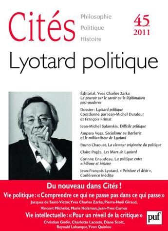 Couverture du livre « REVUE CITES n.45 ; Lyotard politique » de Revue Cites aux éditions Puf