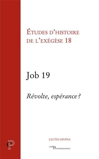 Couverture du livre « Job 19 : révolte, espérance ? » de  aux éditions Cerf