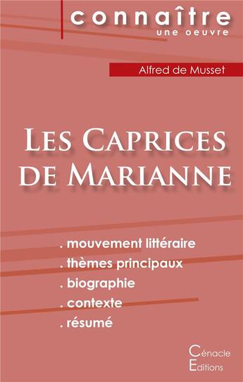 Couverture du livre « Les caprices de Marianne, d'Alfred de Musset » de  aux éditions Editions Du Cenacle