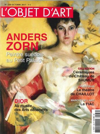 Couverture du livre « L'objet d'art n 538 anders zorn octobre 2017 » de  aux éditions L'objet D'art