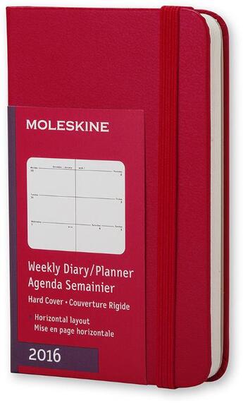 Couverture du livre « Agenda semainier horizontal 2016 très petit format rouge couverture rigide » de  aux éditions Moleskine