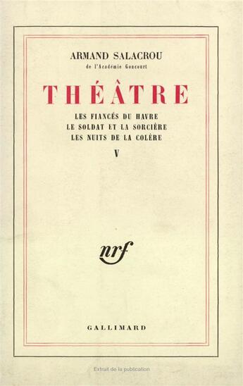 Couverture du livre « Theatre - vol05 » de Armand Salacrou aux éditions Gallimard