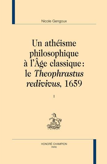 Couverture du livre « Un athéisme philosophique à l'âge classique : le 