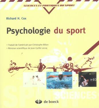 Couverture du livre « PSYCHOLOGIE DU SPORT » de Richard H Cox aux éditions De Boeck Superieur