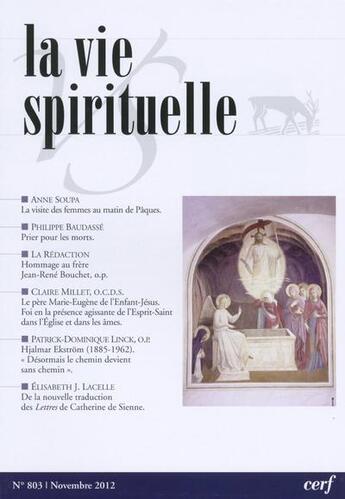 Couverture du livre « La vie spirituelle n 803 » de  aux éditions Cerf