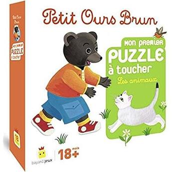 Couverture du livre « Jeu petit ours brun - mon premier puzzle a toucher les animaux » de Daniele Bour aux éditions Bayard Jeux