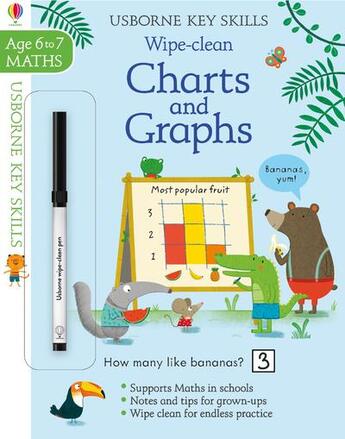 Couverture du livre « Wipe-clean - charts and graphs - key skills - age 6 to 7 » de Bathie Holly aux éditions Usborne