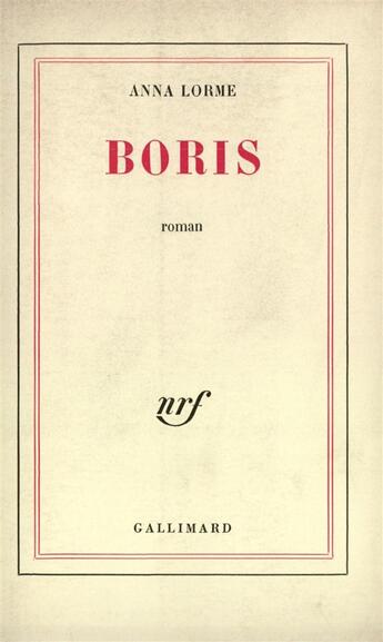 Couverture du livre « Boris » de Lorme Anna aux éditions Gallimard