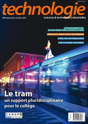 Couverture du livre « Revue technologie T.199 ; le tram, un support pluridisciplinaire pour le collège » de  aux éditions Reseau Canope