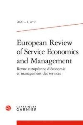 Couverture du livre « European review of service economics and management 2020 - 1 revue europeenne d » de  aux éditions Classiques Garnier