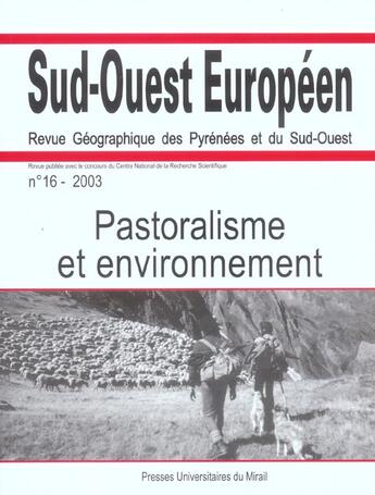 Couverture du livre « Pastoralisme et environnement revue sud ouest europeen n16 » de  aux éditions Pu Du Midi