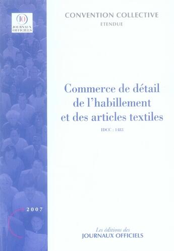 Couverture du livre « Commerce de détail, de l'habillement et des articles textiles » de  aux éditions Direction Des Journaux Officiels