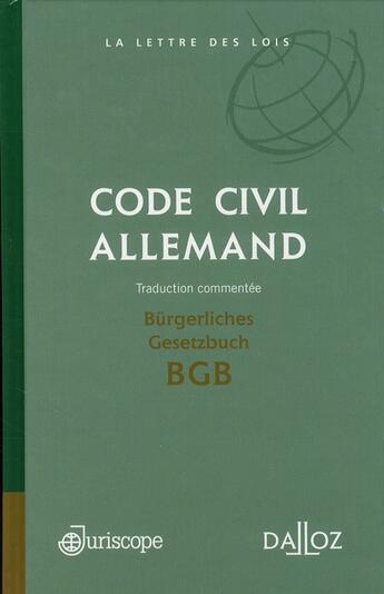 Couverture du livre « Code civil allemand » de Lardeux/Legeais/Witz aux éditions Dalloz