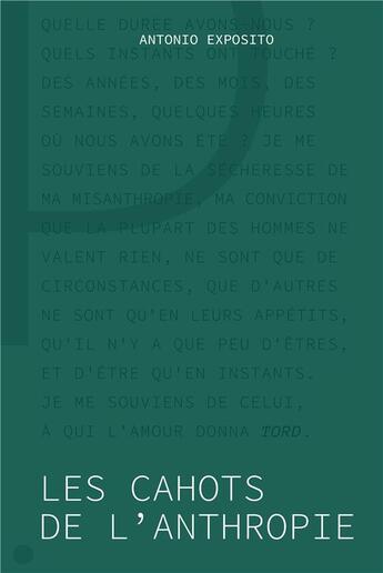 Couverture du livre « Les cahots de l'anthropie » de Antonio Exposito aux éditions Le Panseur