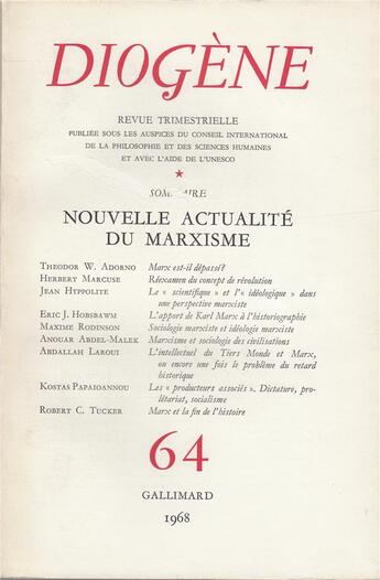 Couverture du livre « Diogene 64 » de Collectifs Gallimard aux éditions Gallimard