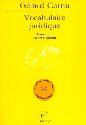 Couverture du livre « Vocabulaire juridique (4e ed) (4e édition) » de Gerard Cornu aux éditions Puf