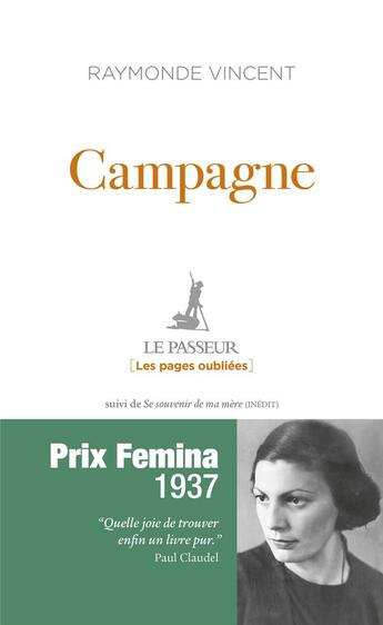 Couverture du livre « Campagne » de Raymonde Vincent aux éditions Le Passeur