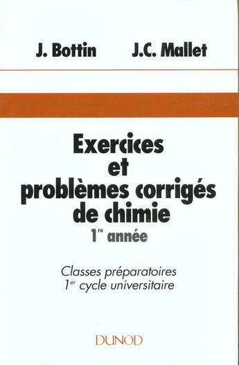 Couverture du livre « Ex Et Problemes Corriges De Chimie » de Bottin aux éditions Bordas