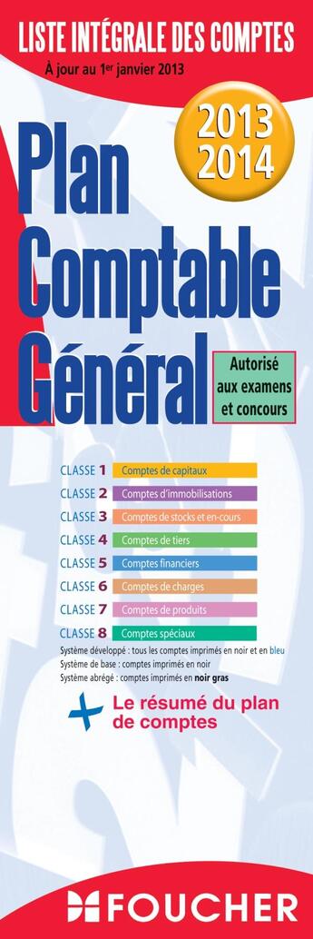 Couverture du livre « Plan comptable général (édition 2013/2014) » de  aux éditions Foucher