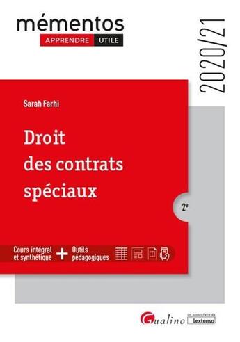 Couverture du livre « Droit des contrats spéciaux (édition 2020/2021) » de Sarah Farhi aux éditions Gualino