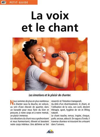 Couverture du livre « La voix et le chant » de  aux éditions Aedis