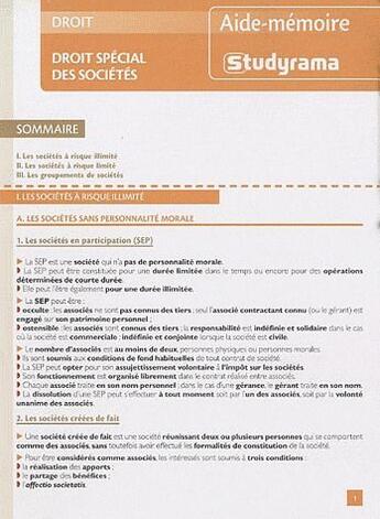 Couverture du livre « Droit special des sociétés » de Pierre Tcherkessoff aux éditions Studyrama