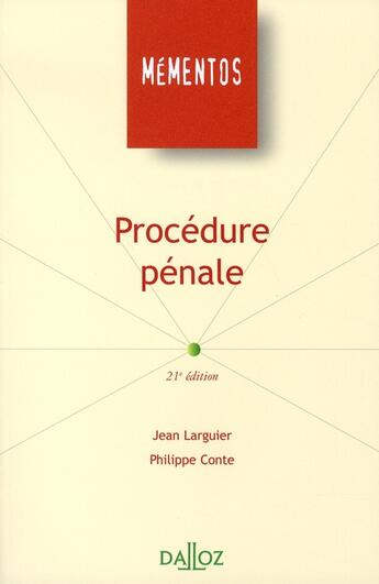 Couverture du livre « Procedure Penale Mementos (21e Edition) » de Jean Larguier aux éditions Dalloz