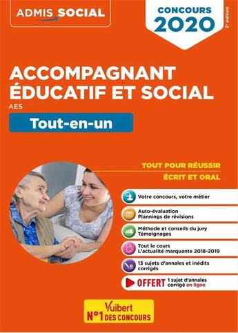 Couverture du livre « Accompagnant éducatif et social, AES ; tout-en-un (édition 2020) » de Marion Gauthier aux éditions Vuibert