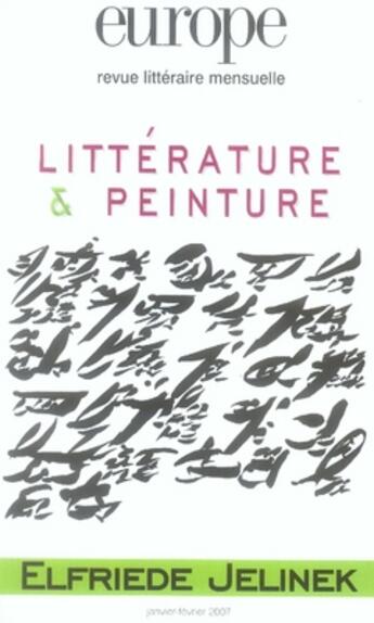 Couverture du livre « Revue Europe N.933 ; littérature et peinture ; Elfriede Jelinek » de  aux éditions Revue Europe