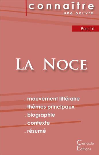 Couverture du livre « La noce, de Bertold Brecht » de  aux éditions Editions Du Cenacle