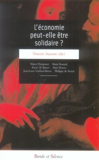 Couverture du livre « L'économie peut-elle être solidaire ? » de St Louis aux éditions Parole Et Silence