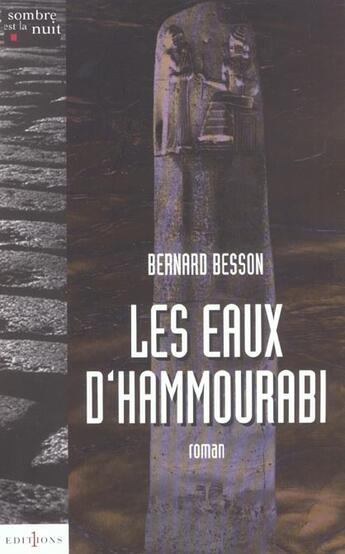 Couverture du livre « Les eaux d'Hammourabi » de Bernard Besson aux éditions Editions 1