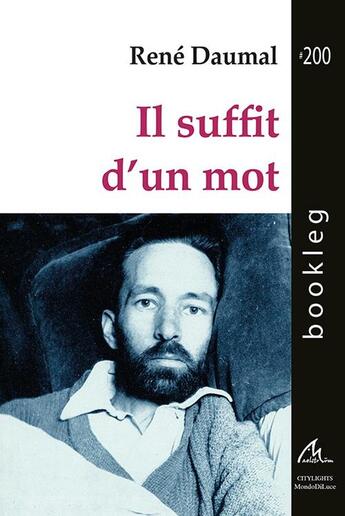 Couverture du livre « Il suffit dun mot » de Rene Daumal aux éditions Maelstrom