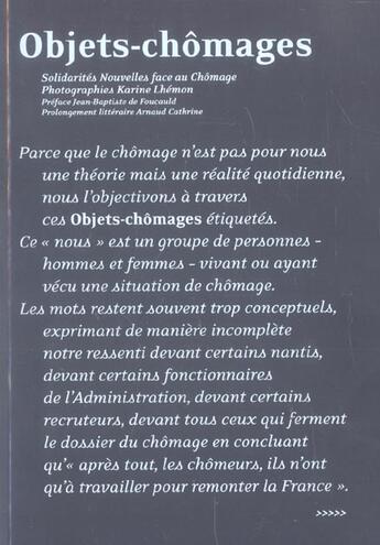 Couverture du livre « Objets-chômages » de Lhemon/Arnaud aux éditions Le Bec En L'air