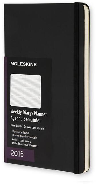 Couverture du livre « Agenda semainier horizontal 2016 poche noir couverture rigide » de  aux éditions Moleskine