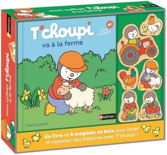 Couverture du livre « T'choupi : mon coffret T'choupi va à la ferme » de Thierry Courtin aux éditions Nathan