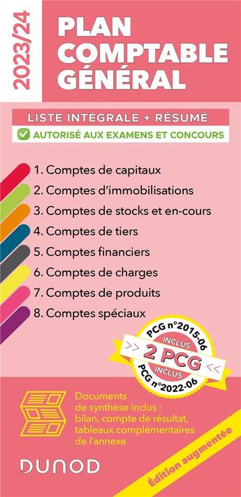 Couverture du livre « Plan comptable général : liste intégrale des comptes + le résumé du plan de comptes (édition 2023/2024) » de Charlotte Disle aux éditions Dunod