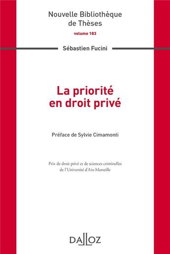 Couverture du livre « La priorité en droit privé » de Sebastien Fucini aux éditions Dalloz