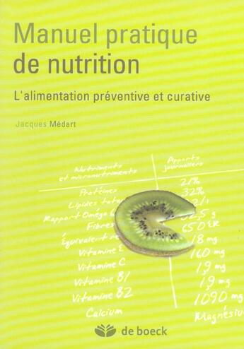 Couverture du livre « Manuel pratique de nutrition l'alimentation preventive et curative » de Medart aux éditions De Boeck