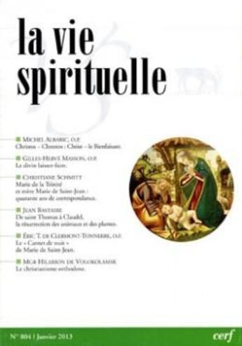 Couverture du livre « La vie spirituelle n 804 » de  aux éditions Cerf