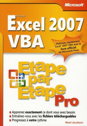 Couverture du livre « Excel 2007 VBA » de Jacobson-R aux éditions Microsoft Press