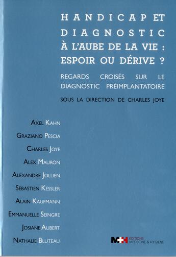 Couverture du livre « Handicap et diagnostic a l'aube de la vie » de Joye Charles aux éditions Rms