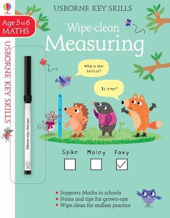 Couverture du livre « Wipe-clean : measuring ; maths ; age 5 to 6 » de Maddie Frost et Holly Bathie aux éditions Usborne