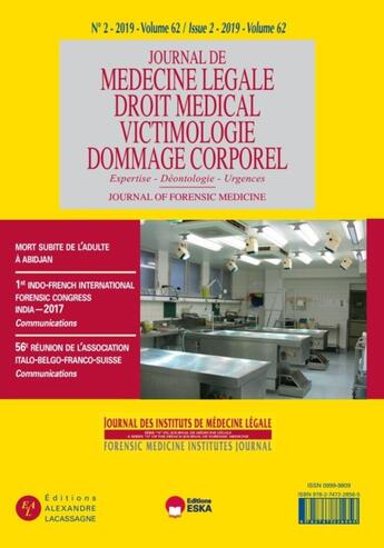 Couverture du livre « 56E REUNION DE L'ASSOCIATION IBFS-COMMUNICATIONS-REVUE JML 2-2019 : JOURNAL DES INSTITUTS DE MEDECINE LEGALE VOL 62 N°2-2019. SERIE A DU JML » de Byk-Brinkman-Ludes-M aux éditions Eska