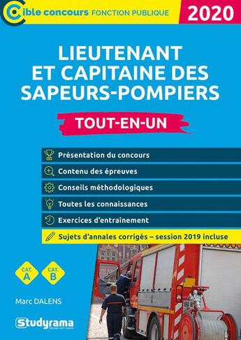 Couverture du livre « Lieutenant et capitaine des sapeurs-pompiers professionnels (édition 2020) » de Marc Dalens aux éditions Studyrama