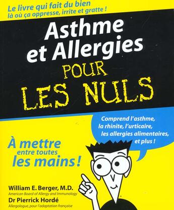 Couverture du livre « Asthme et allergies pour les nuls » de Berger William E. aux éditions First