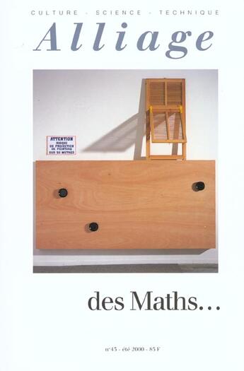 Couverture du livre « Des maths... » de  aux éditions Alliage