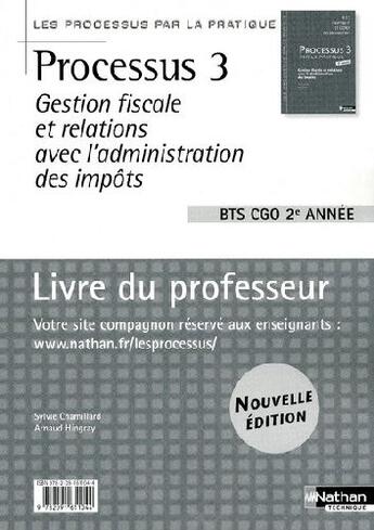 Couverture du livre « Processus 3 ; BTS 2 CGO (p/p) ; livre du professeur (édition 2009) » de Chamillard/Hingray aux éditions Nathan